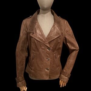 Danier Brown Leather Jacket, size medium